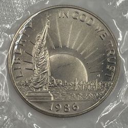 1986-S Statue Of Liberty United States Commemorative Half Dollar Coin Set With Ogp And COA