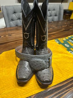 Grey Ostrich / Avestruz boots botas