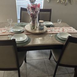 Marble top dining table with 4 Chairs