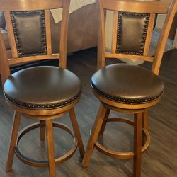 2 Swivel Chairs With Leather Seats.  ( Height Adjustable ) 