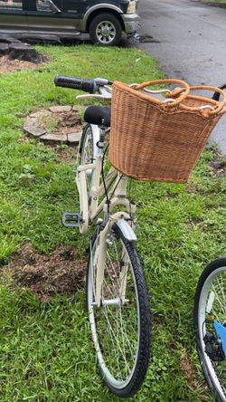 Cream Cruiser Bike with Wicker Basket