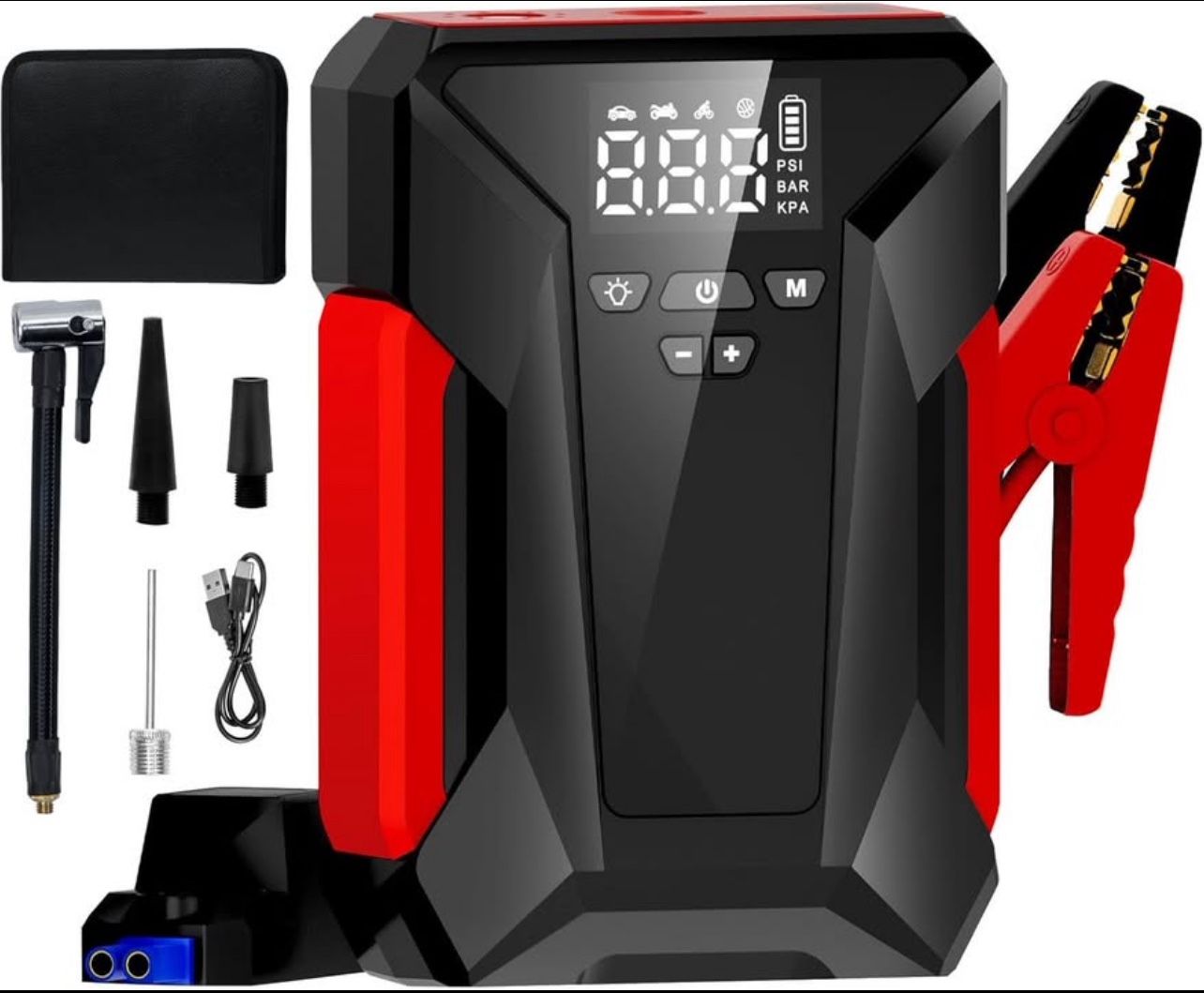 Car Jump Starter, 4000A Peak Car Battery Charger with Air Compressor, 12V Jump Box for Car Battery (up to 10L Gas or 8.5L Diesel) with Emergency LED L