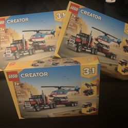 LEGO Creator 3 in 1 Flatbed Truck with Helicopter Toy #31146