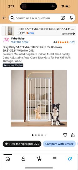 51.1” Extra Tall Pet Gate for Doorway 29.5"-32.6" Wide