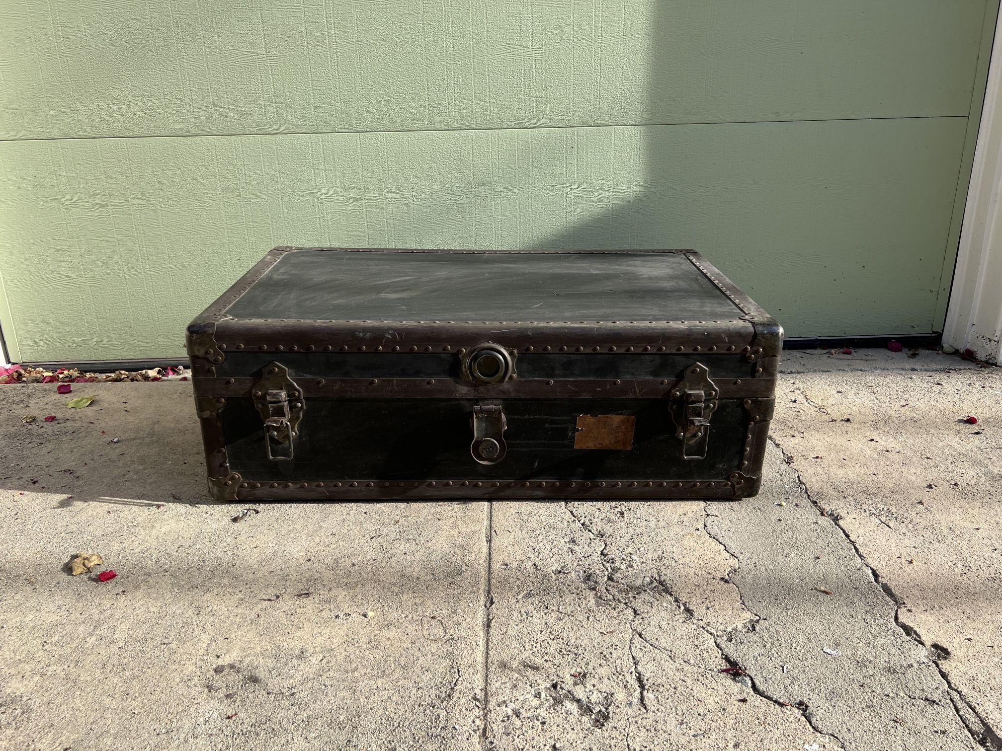 Vintage Black Steamer Trunk