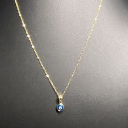 14k Gold Rolo Necklace & 14k Gold Evil Eye Pendant 🧿 