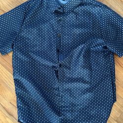 Manfinity blue short sleeve button up shirt size medium