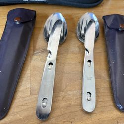 Vintage Chow Set Stainless Steel Japan Vinyl Carry Case Camping