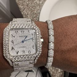 VVS Cartier diamond Watch With Diamond VVS Bracelet 