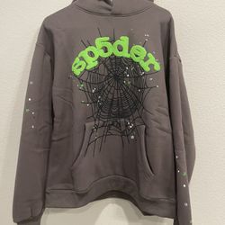 Sp5der OG Web Hoodie - Slate Grey - L - (New)
