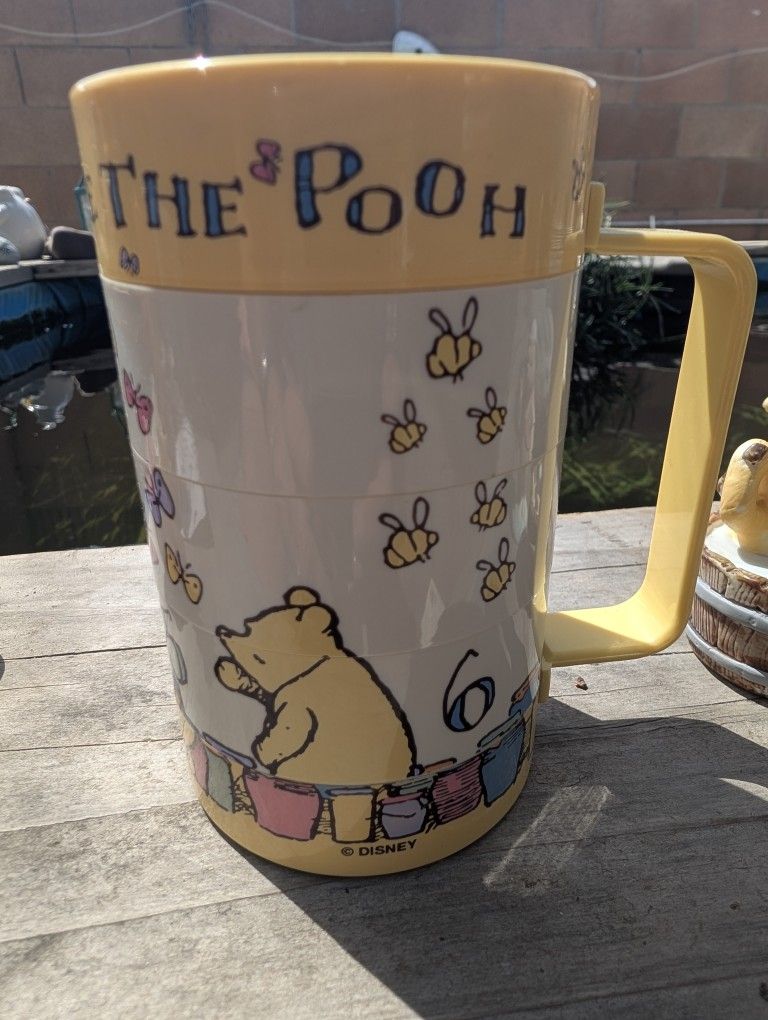 Vintage Disney Winnie The Pooh Swivel Rotating Puzzle Plastic Elandia Cup/Vintage Winnie The Pooh/Winnie The Pooh Cup/Disney Cup/Elandia