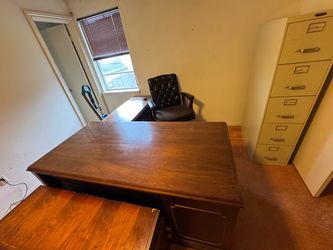 Wooden L-Shaped Executive Desk