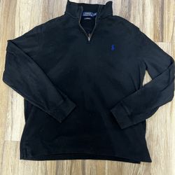 Vintage Polo Ralph Lauren Mens Pullover Shirt 1/4 Zip M Black Thick B34