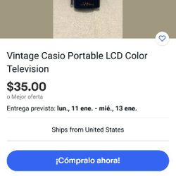 Casio LCD Color Televisión TV-980 Usada Con Su Cargador