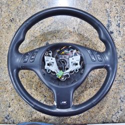 BMW E39 E53 E38 E46 OEM M Sport Steering Wheel Black Leather 3 5 X 7