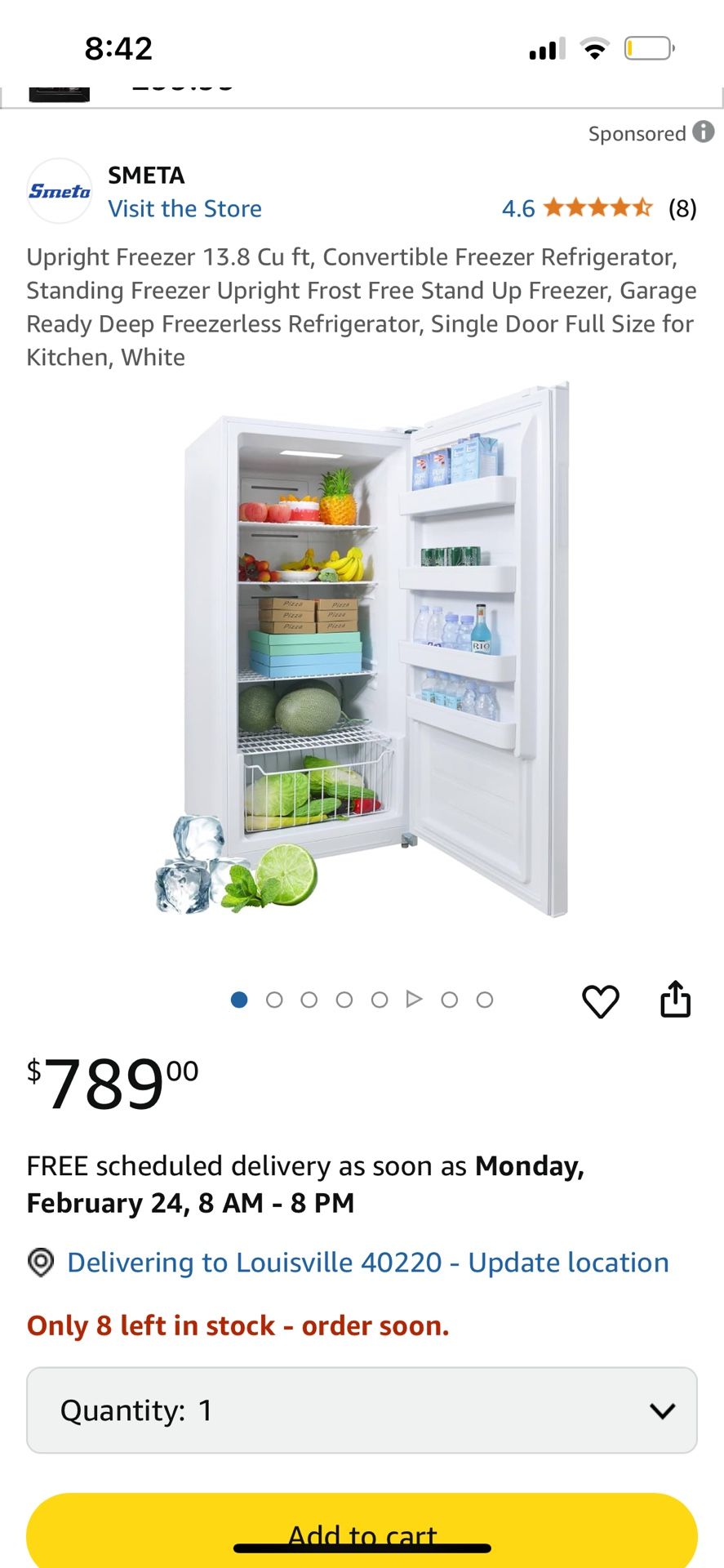 Midea 13.8 Cubic 28” Upright 2 In 1 Deep Freezer/fridge