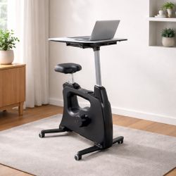 exercise bike and desk workstation