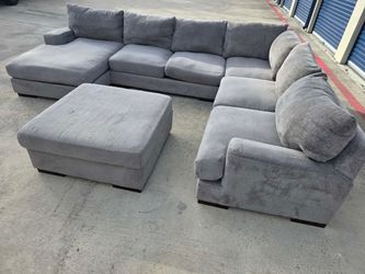 Large sectional with chaise and storage ottoman