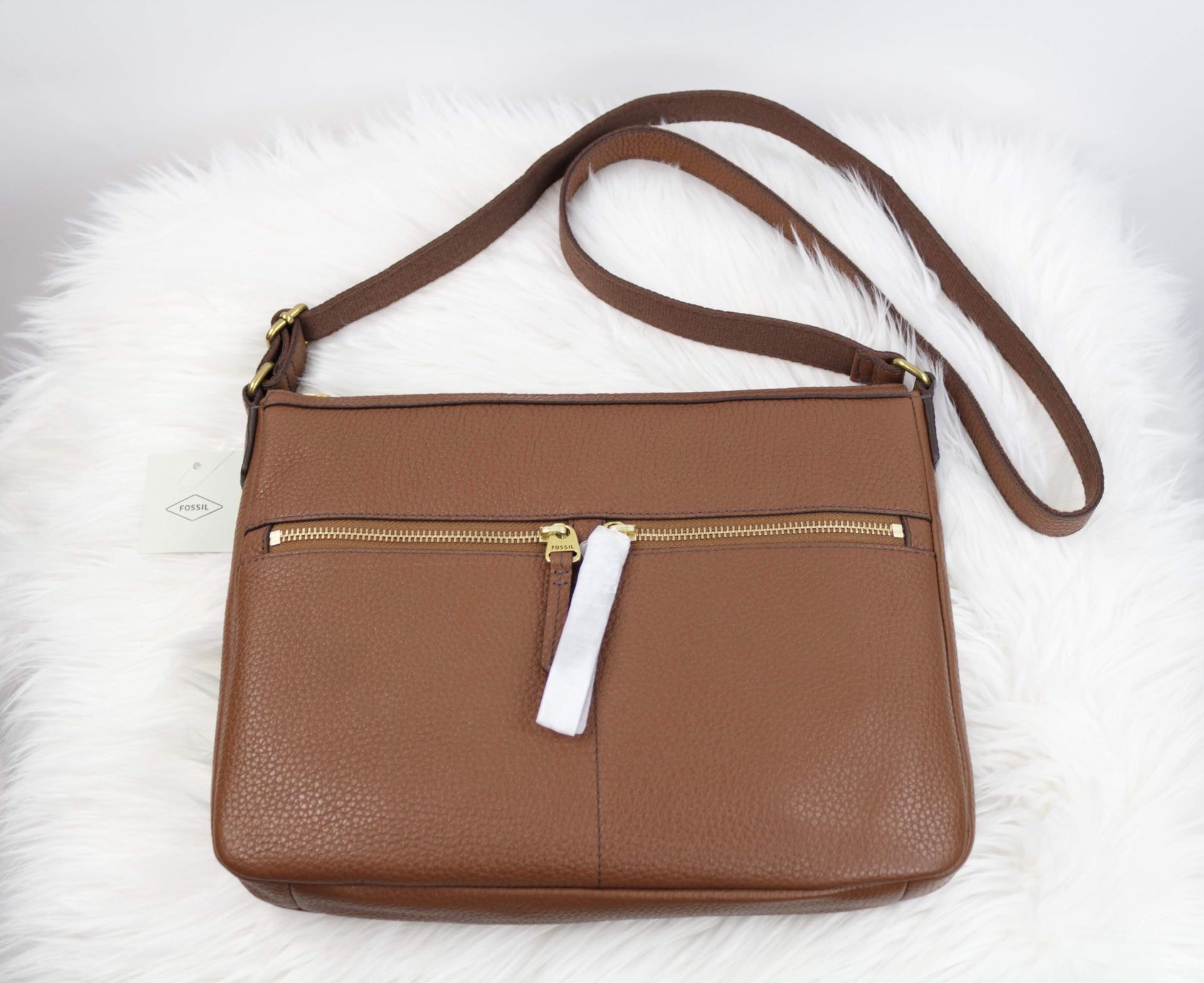 Brown Fossil Leather Crossbody Purse