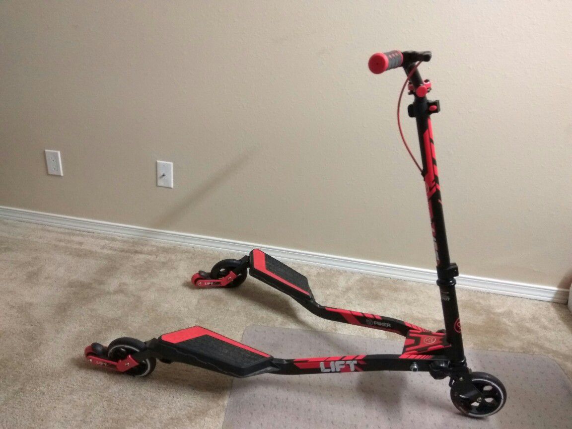 Kids Yvolution Y Fliker Lift L3 Red Three-Wheeled Scooter