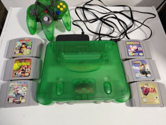 JUNGLE GREEN NINTENDO 64 CONSOLE AND GAMES