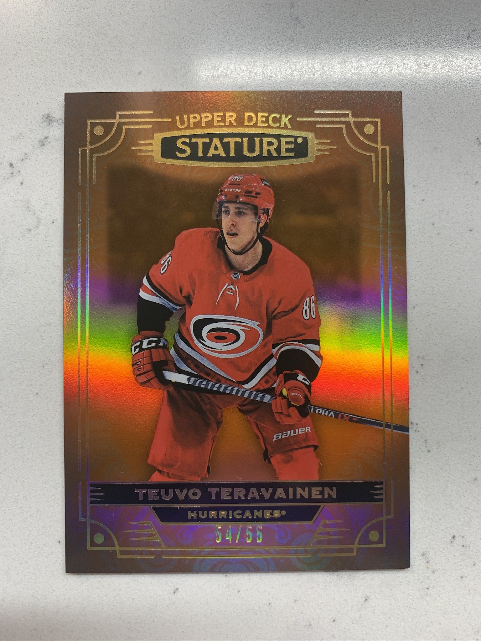 Teuvo Teravainen 22-23 UD Stature Orange /55 Carolina Hurricanes / Blackhawks