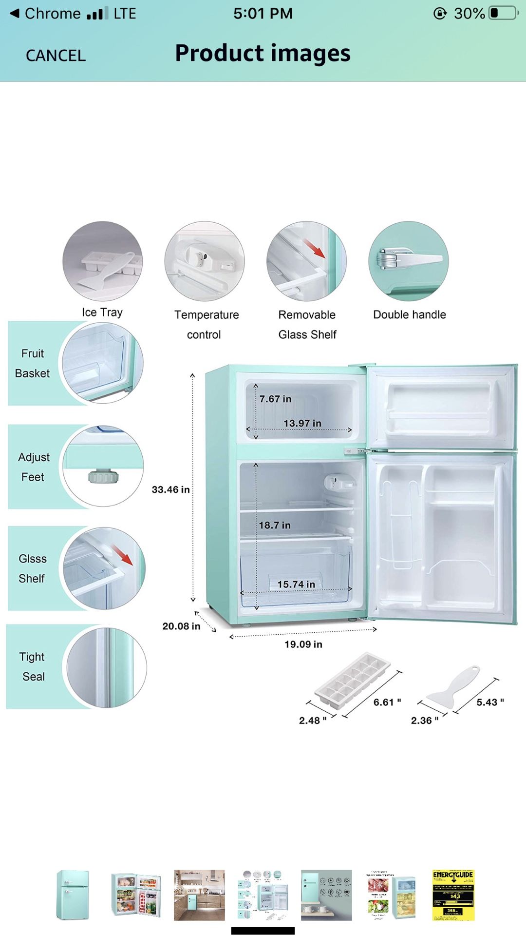 Compact Mini Refrigerator with Separate Freezer in the box with small dent on one side
