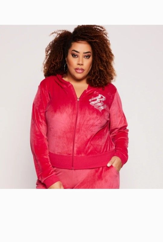 Rocawear Rhinestone Velour Zip Front Jacket