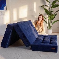 QUEEN 6” Trifold Mattress-Tufted Folding Futon Folding Bed-Floor Mattress-Guest Bed-Camping 59”x79x6 $150 FIRM