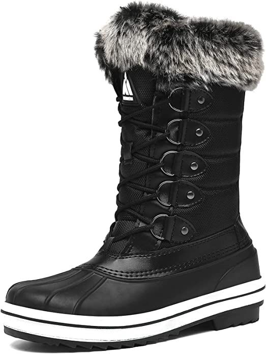 Women's Mid Calf Winter Snow Boots Waterproof Outdoor Cold Weather Insulated Boot Warm Lined Non Slip