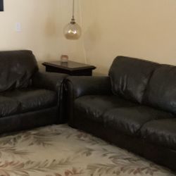 Black leather Couch Set