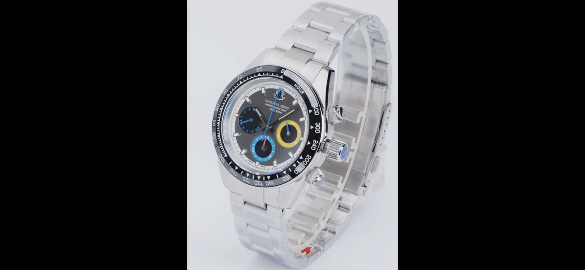 TACTICAL FROG VS75 Solar Quartz Chronograph Watch 41mm Paul Newman Panda No date