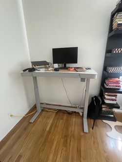 Electric Standing Desk White Glass Top
