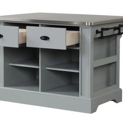 GRAY FINISH KITCHEN ISLAND STORAGE CABINET