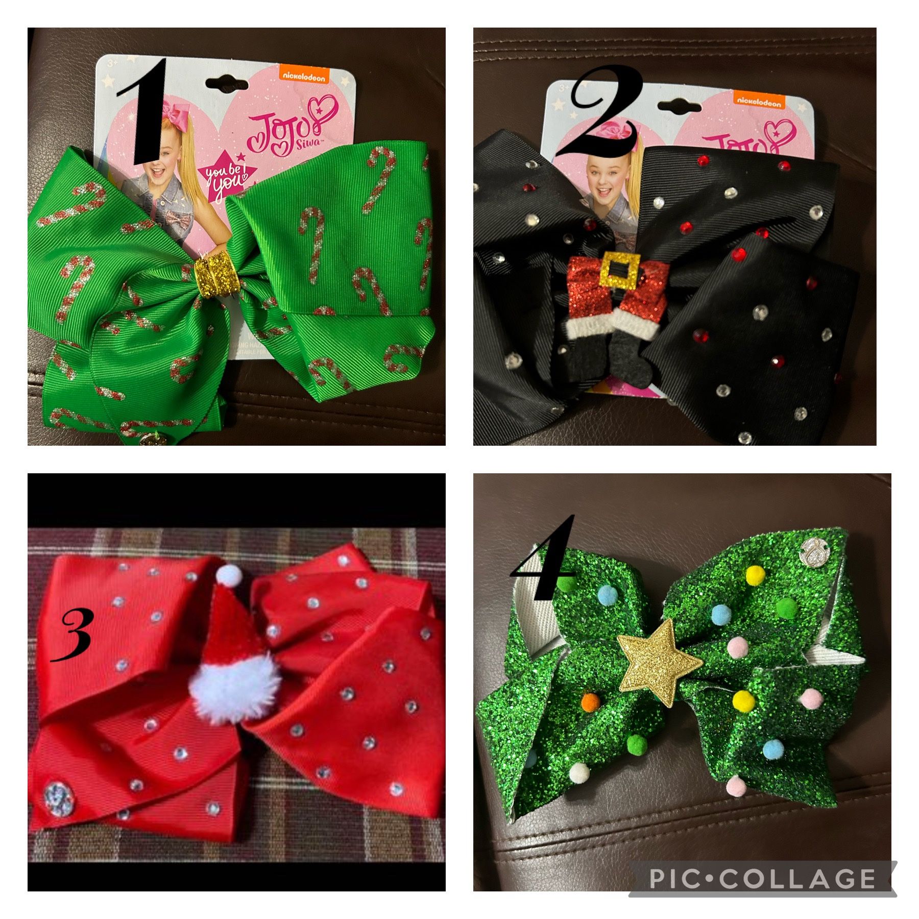 4-Brand new Jo Jo Siwa Large Christmas Bows 