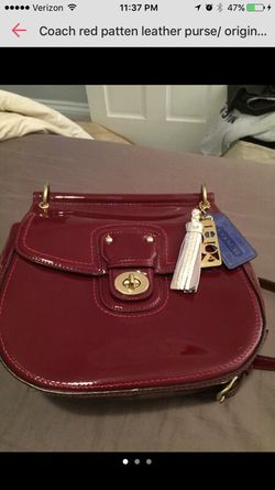 Coach used once red patten leather purse