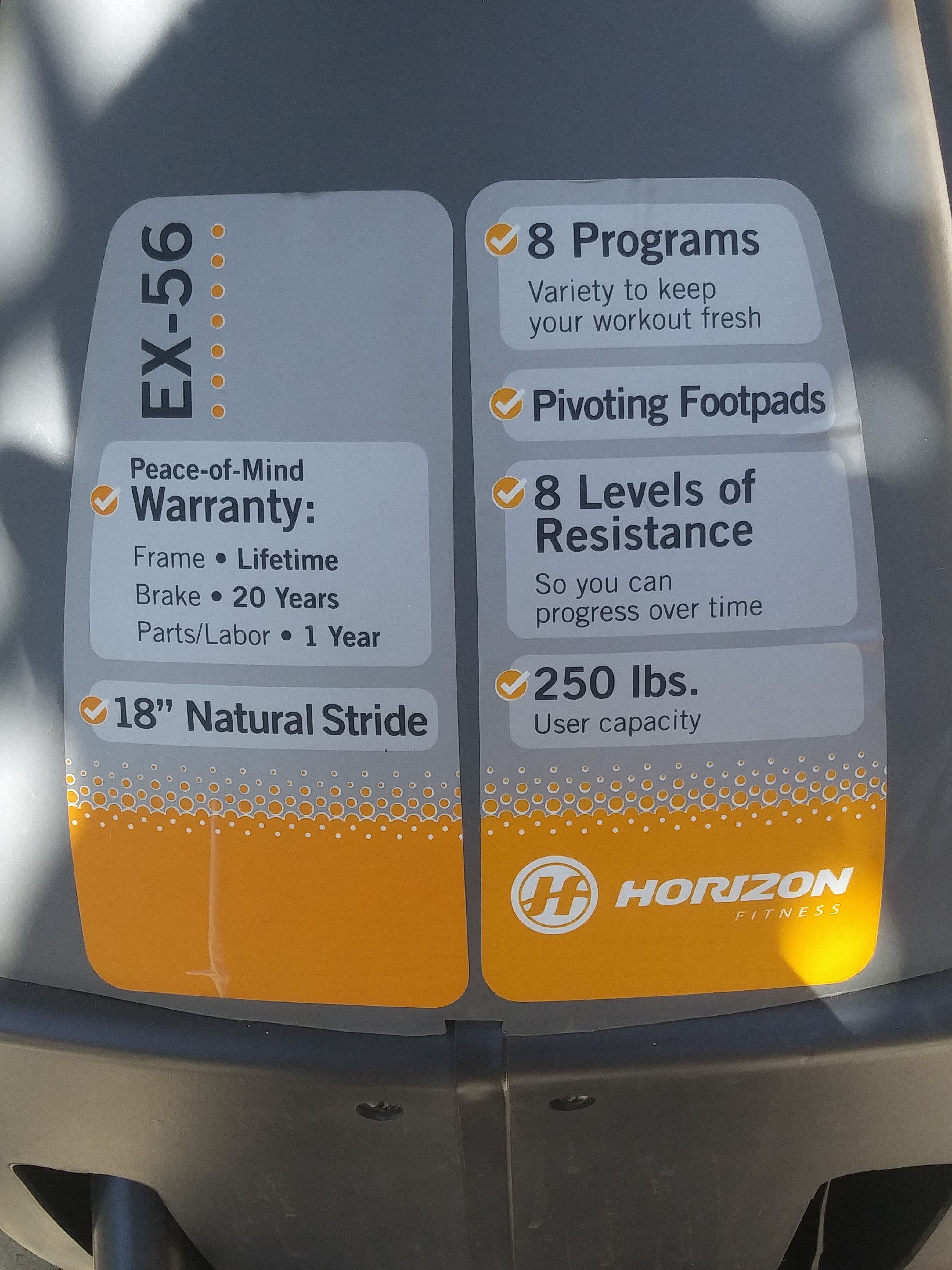 Horizon ex outlet 56 elliptical