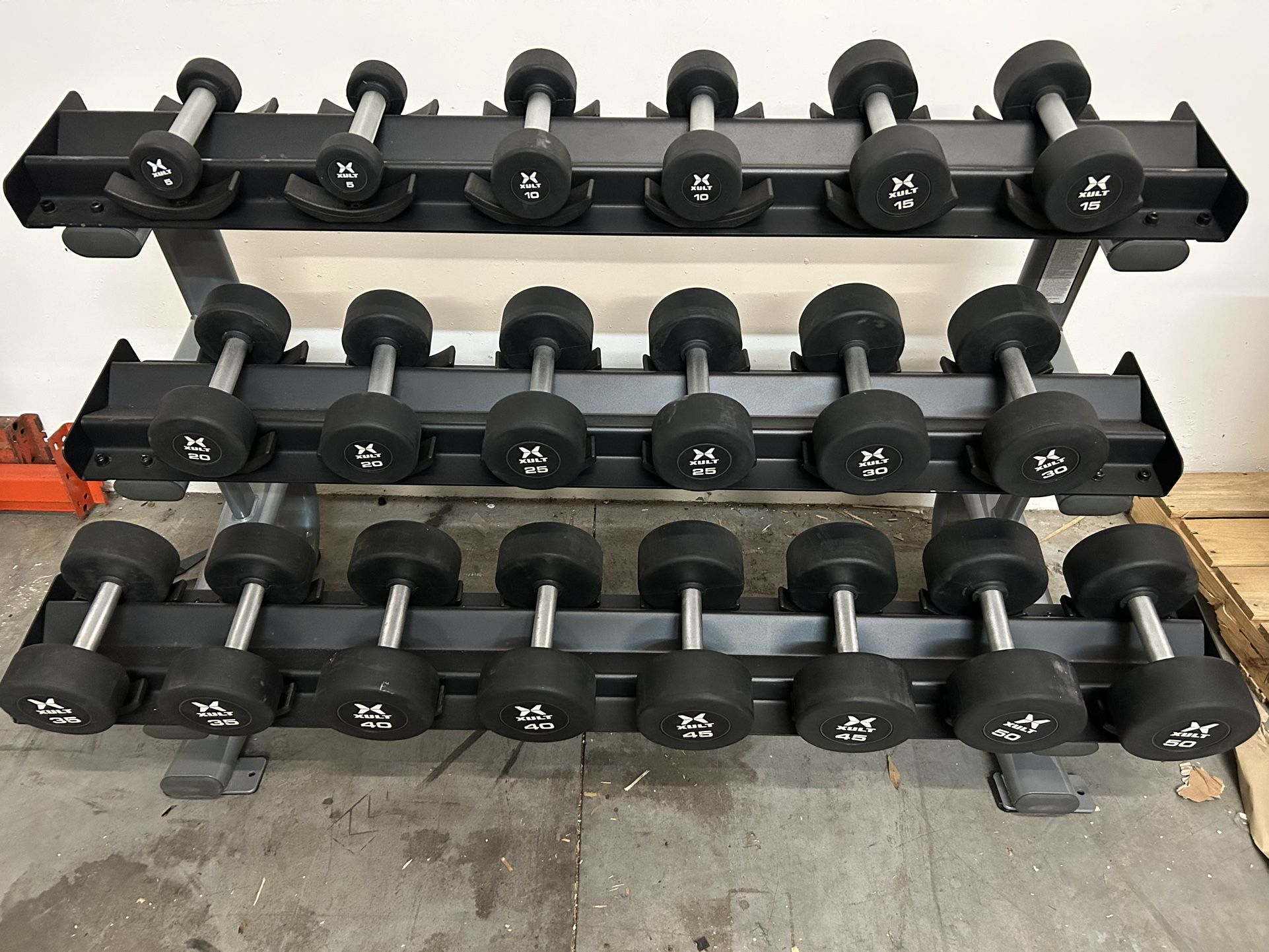 5-50 Lb Round Urethane Dumbbell Set With Rack