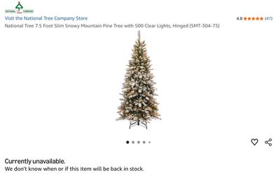 National Tree 7.5 Foot Slim Snowy Pine Tree with 500 Clear Lights