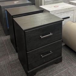 🛏️ Brand New Two-Drawer Nightstand – Black | Set of 2 Available