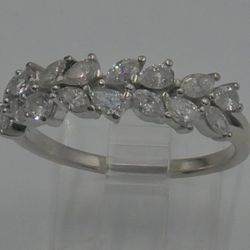 14KT WHITE GOLD RING SIZE 9.75 W 8 PEAR SHAPED & MARQUISE DIAMONDS  3.6 GRAMS. 875844-1. 