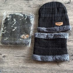 Warm Winter Beanie Hat & Scarf Set Stylish Knit Skull Cap 