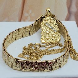 10K GP VINTAGE SET, Cz Diamonds, 9"in, 7.5". 
