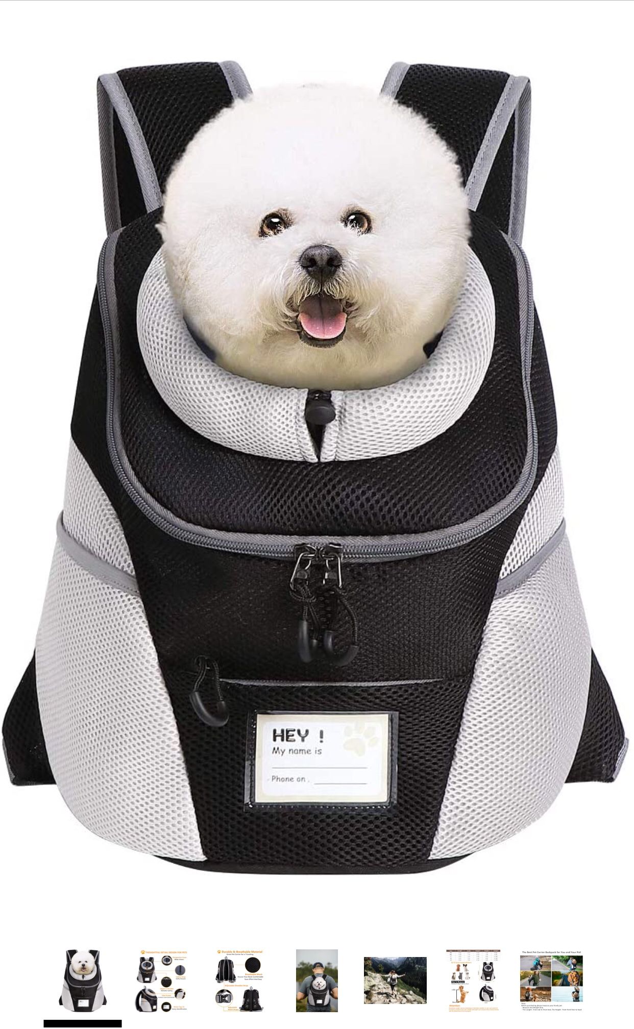 Comfortable Dog Cat Carrier Backpack Puppy Pet Front Pack with Breathable Head Out Design and Padded Shoulder for Hiking Outdoor Travel