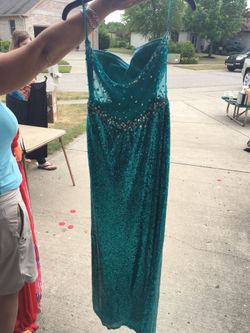 Teal prom dress