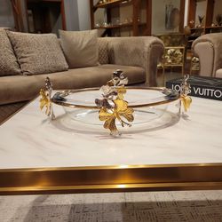 Gold Stainless Steel Plate, Round Metal Dinner Plates, Kitchenware Dinner Dishes Serving Tray Large Camping Plates for BBQ, Snack, Food Serving, 