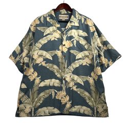VTG Jamaica Jaxx Men's Shirt Palm Print Button Down Silk -XL-