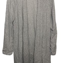 Eileen Fisher Organic Cotton Blend Herringbone Open Front Cardigan Duster Small Petite 