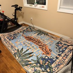 Handmade Indian Cotton Rug – Tiger Motif – 100% Cotton – Statement Piece