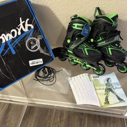 2PM SPORTS Torinx Green Boys Adjustable Inline Skates, Fun Beginner Roller Skates Size 1 